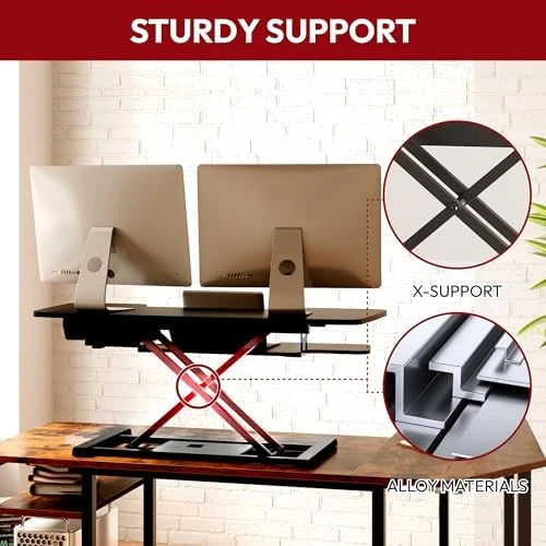 35" Electric Standing Desk Converter with Large Keyboard Tray — Standing Desk, SANODESK