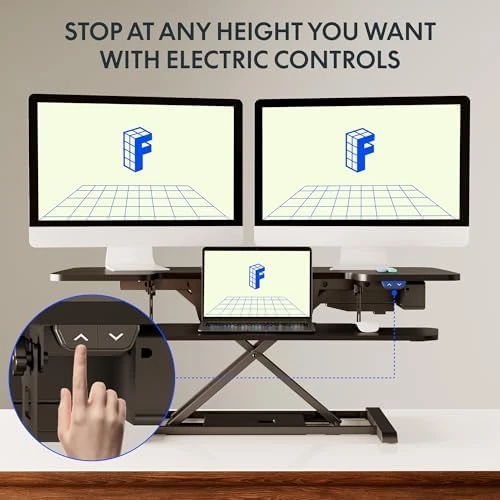 40" Electric Standing Desk Converter with Wide Keyboard Tray — Standing Desk, FLEXISPOT