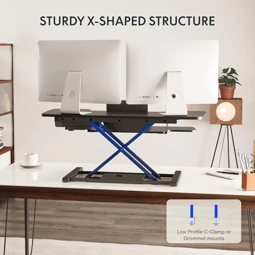 40" Electric Standing Desk Converter with Wide Keyboard Tray — Standing Desk, FLEXISPOT