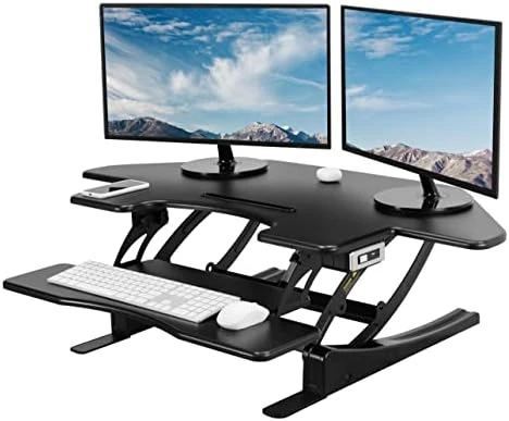 Corner Electric Height Adjustable Cubicle Standing Desk Converter — Standing Desk, VIVO