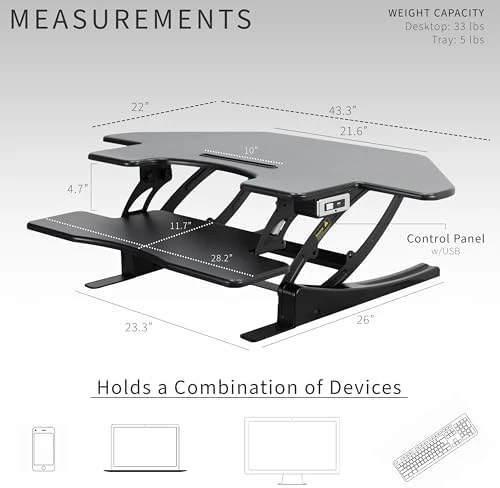 Corner Electric Height Adjustable Cubicle Standing Desk Converter — Standing Desk, VIVO