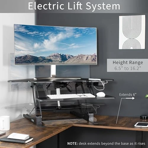 Corner Electric Height Adjustable Cubicle Standing Desk Converter — Standing Desk, VIVO