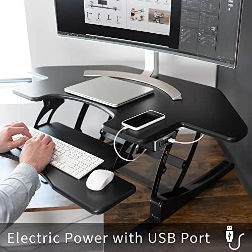 Corner Electric Height Adjustable Cubicle Standing Desk Converter — Standing Desk, VIVO