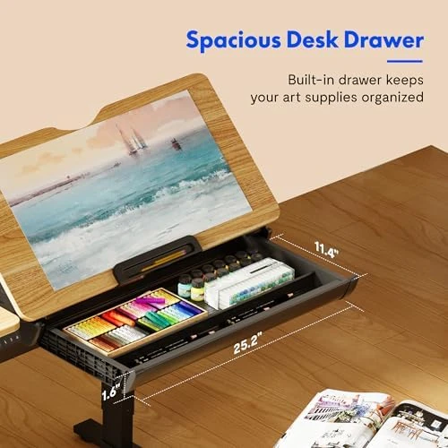 Electric Drafting Table Adjustable Height 47.2"x23.6" Standing Drawing Desk Extendable Top Craft Workstation with... — Standing Desk, FLEXISPOT