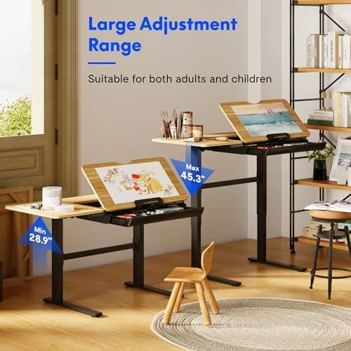 Electric Drafting Table Adjustable Height 47.2"x23.6" Standing Drawing Desk Extendable Top Craft Workstation with... — Standing Desk, FLEXISPOT