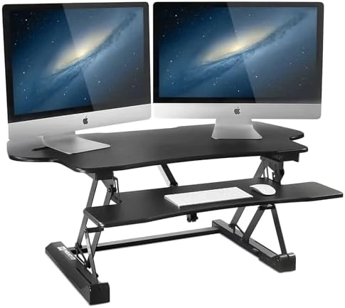 Electric Standing Desk Converter for Dual Monitors — Standing Desk, Mount-It!
