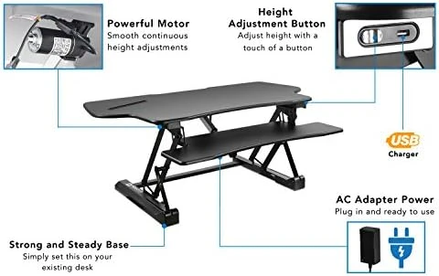 Electric Standing Desk Converter for Dual Monitors — Standing Desk, Mount-It!