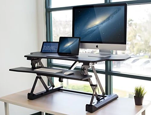 Electric Standing Desk Converter for Dual Monitors — Standing Desk, Mount-It!