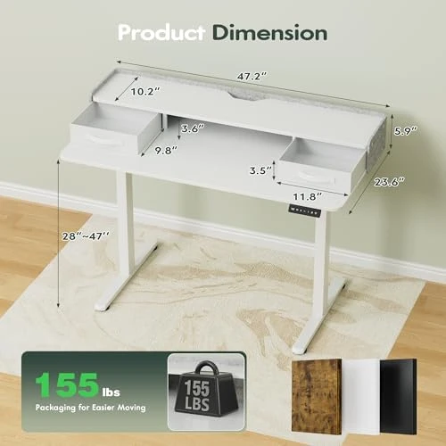 Electric Standing Desk with 2 Drawers, Adjustable Height Computer Desk with Storage — Standing Desk, Homall