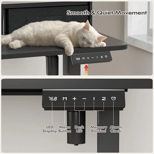 Electric Standing Desk with Drawers and Storage Shelf — Standing Desk, Furmax