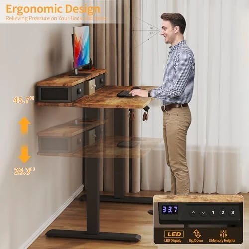 Electric Standing Desk with Storage Drawers — Standing Desk, KLUVIS