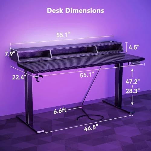 Gaming Standing Desk with LED Light — Standing Desk, OffiGo