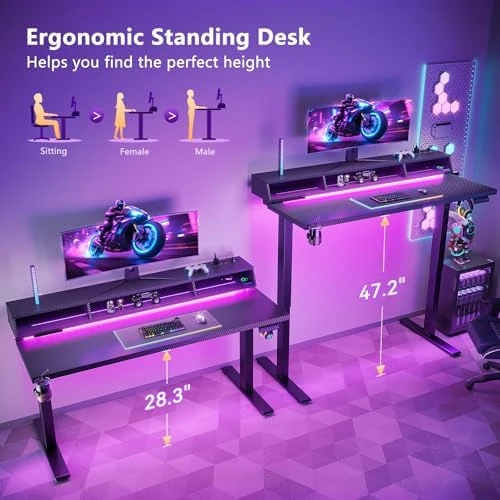 Gaming Standing Desk with LED Light — Standing Desk, OffiGo