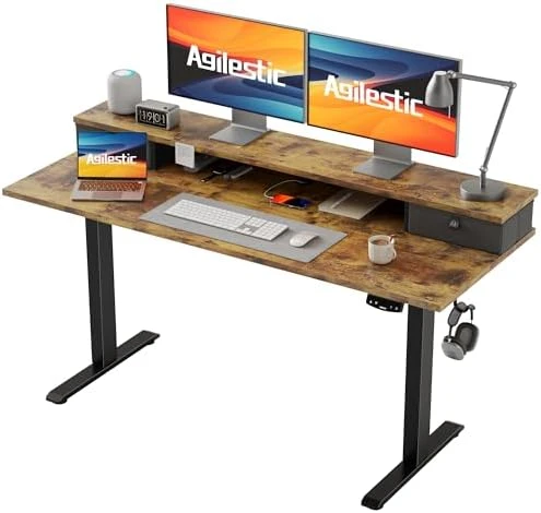 Height Adjustable Electric Standing Desk with 2 Drawers and Splice Board — Standing Desk, Agilestic
