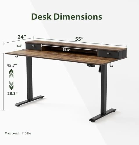 Height Adjustable Electric Standing Desk with 2 Drawers and Splice Board — Standing Desk, Agilestic