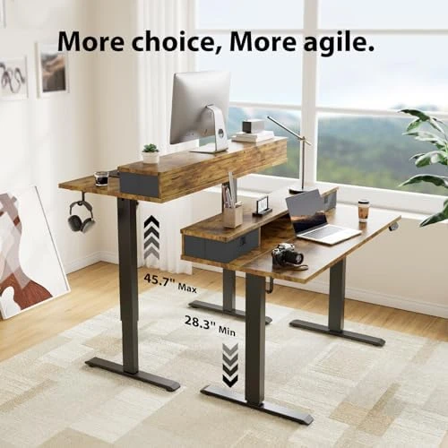 Height Adjustable Electric Standing Desk with 2 Drawers and Splice Board — Standing Desk, Agilestic