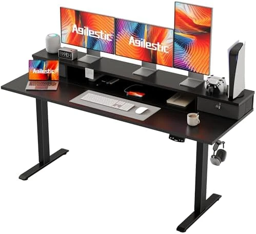 Height Adjustable Electric Standing Desk with 2 Drawers and Splice Board — Standing Desk, Agilestic