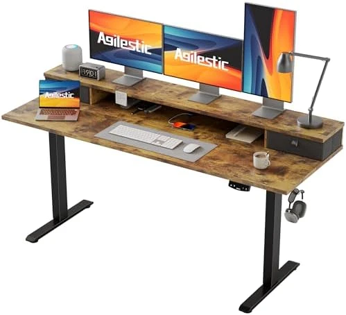 Height Adjustable Electric Standing Desk with 2 Drawers and Splice Board — Standing Desk, Agilestic