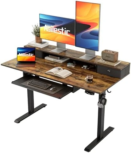 Height Adjustable Electric Standing Desk with 2 Drawers and Splice Board — Standing Desk, Agilestic