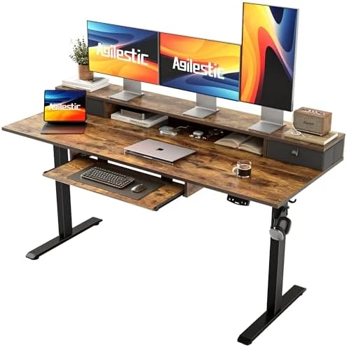 Height Adjustable Electric Standing Desk with 2 Drawers and Splice Board — Standing Desk, Agilestic