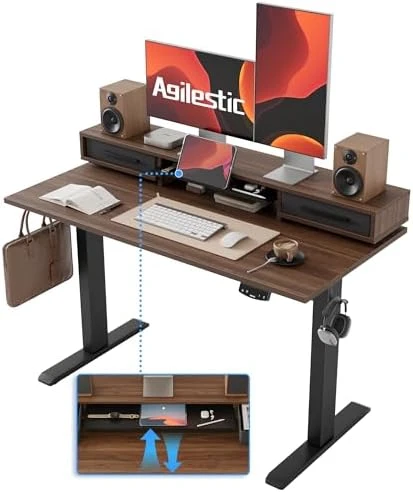 Height Adjustable Electric Standing Desk with 2 Drawers and Splice Board — Standing Desk, Agilestic