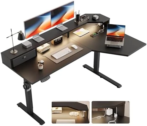 Height Adjustable Electric Standing Desk with 2 Drawers and Splice Board — Standing Desk, Agilestic