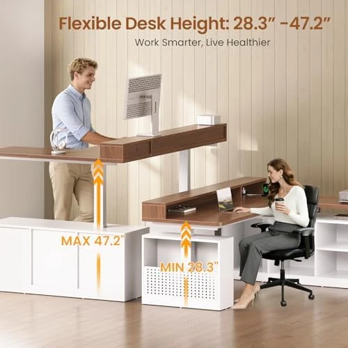L Shaped Electric Standing Desk, 63 inch — Standing Desk, SEDETA