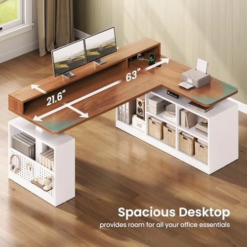 L Shaped Electric Standing Desk, 63 inch — Standing Desk, SEDETA