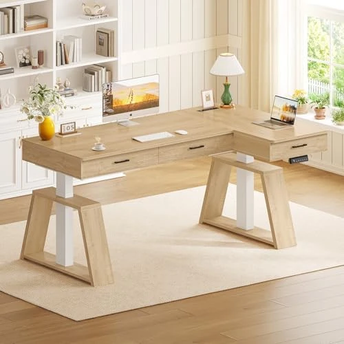 L Shaped Electric Standing Desk with Drawers — Standing Desk, SEDETA