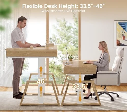 L Shaped Electric Standing Desk with Drawers — Standing Desk, SEDETA