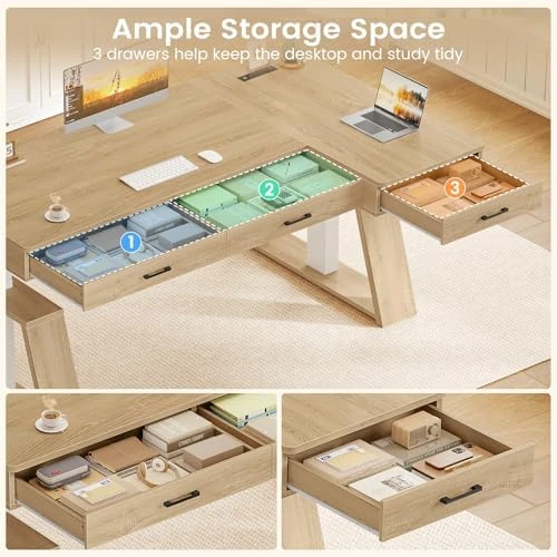 L Shaped Electric Standing Desk with Drawers — Standing Desk, SEDETA