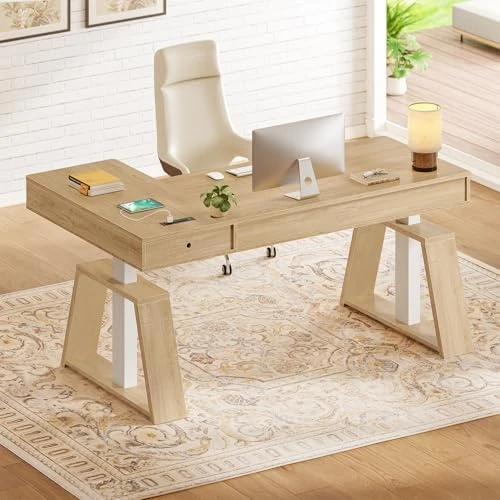 L Shaped Electric Standing Desk with Drawers — Standing Desk, SEDETA