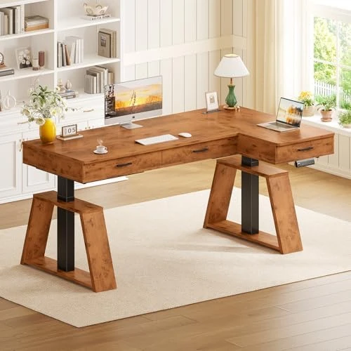 L Shaped Electric Standing Desk with Drawers — Standing Desk, SEDETA
