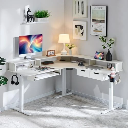 L-Shaped Electric Standing Desk — Standing Desk, RedLemon