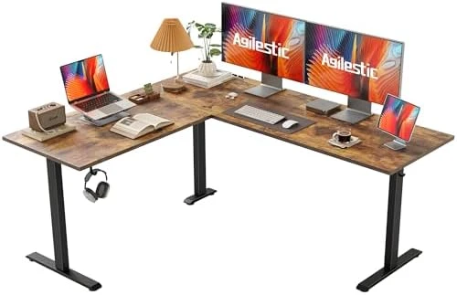 L Shaped Standing Desk 63 x 55 inch Adjustable Height, Electric Corner Standing Desk, Sit Stand Computer Table with... — Standing Desk, Agilestic