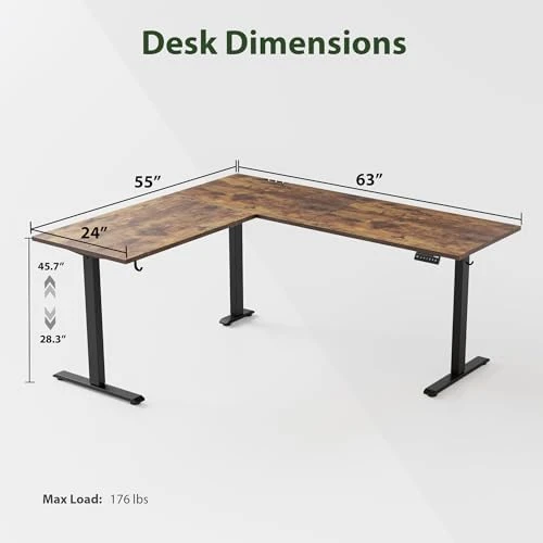L Shaped Standing Desk 63 x 55 inch Adjustable Height, Electric Corner Standing Desk, Sit Stand Computer Table with... — Standing Desk, Agilestic