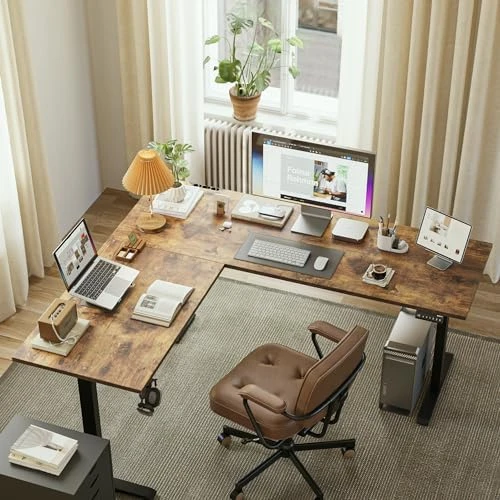 L Shaped Standing Desk 63 x 55 inch Adjustable Height, Electric Corner Standing Desk, Sit Stand Computer Table with... — Standing Desk, Agilestic
