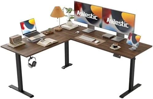 L Shaped Standing Desk 63 x 55 inch Adjustable Height, Electric Corner Standing Desk, Sit Stand Computer Table with... — Standing Desk, Agilestic