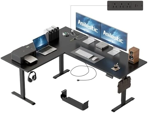 L Shaped Standing Desk 63 x 55 inch Adjustable Height, Electric Corner Standing Desk, Sit Stand Computer Table with... — Standing Desk, Agilestic