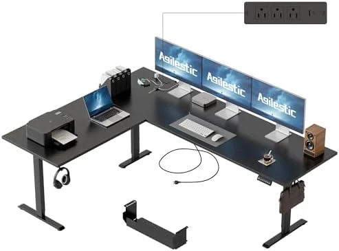 L Shaped Standing Desk 63 x 55 inch Adjustable Height, Electric Corner Standing Desk, Sit Stand Computer Table with... — Standing Desk, Agilestic