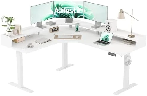 L Shaped Standing Desk 63 x 55 inch Adjustable Height, Electric Corner Standing Desk, Sit Stand Computer Table with... — Standing Desk, Agilestic