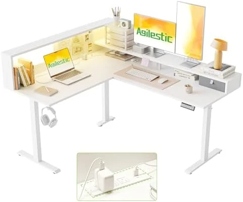 L Shaped Standing Desk 63 x 55 inch Adjustable Height, Electric Corner Standing Desk, Sit Stand Computer Table with... — Standing Desk, Agilestic