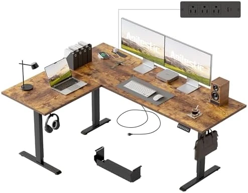 L Shaped Standing Desk 63 x 55 inch Adjustable Height, Electric Corner Standing Desk, Sit Stand Computer Table with... — Standing Desk, Agilestic