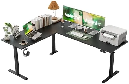 L Shaped Standing Desk 63 x 55 inch Adjustable Height, Electric Corner Standing Desk, Sit Stand Computer Table with... — Standing Desk, Agilestic
