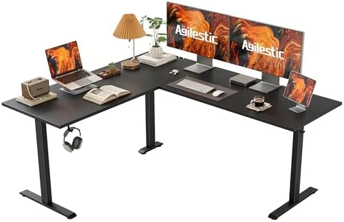 L Shaped Standing Desk 63 x 55 inch Adjustable Height, Electric Corner Standing Desk, Sit Stand Computer Table with... — Standing Desk, Agilestic
