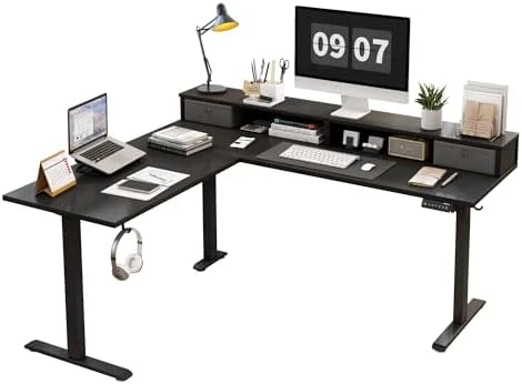 L Shaped Standing Desk 63 x 55 inch Adjustable Height, Electric Corner Standing Desk, Sit Stand Computer Table with... — Standing Desk, Agilestic