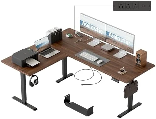L Shaped Standing Desk 63 x 55 inch Adjustable Height, Electric Corner Standing Desk, Sit Stand Computer Table with... — Standing Desk, Agilestic