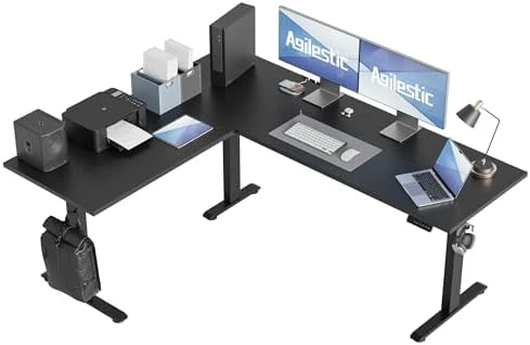 L Shaped Standing Desk 63 x 55 inch Adjustable Height, Electric Corner Standing Desk, Sit Stand Computer Table with... — Standing Desk, Agilestic