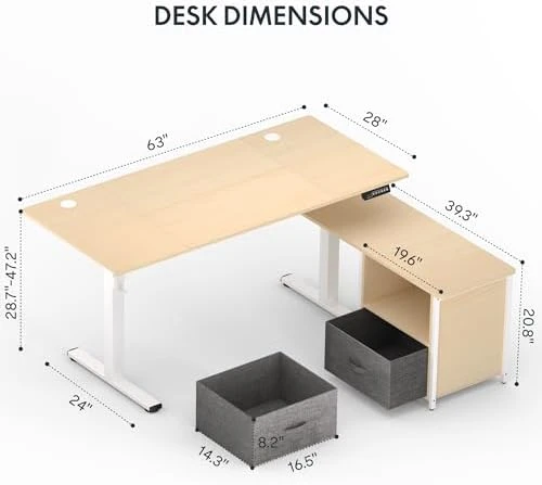 L-Shaped Standing Desk with Drawers — Standing Desk, FLEXISPOT