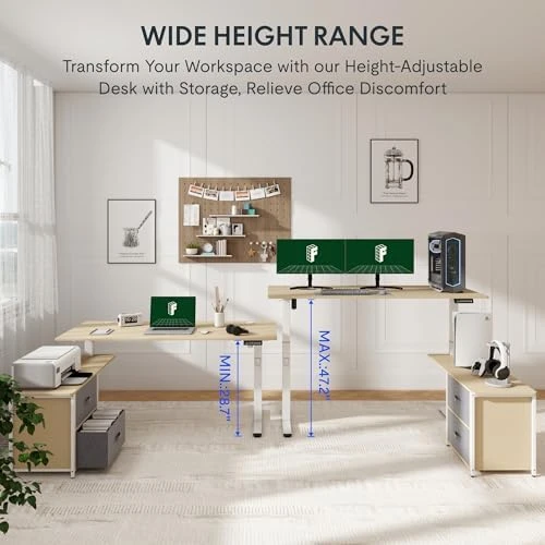 L-Shaped Standing Desk with Drawers — Standing Desk, FLEXISPOT